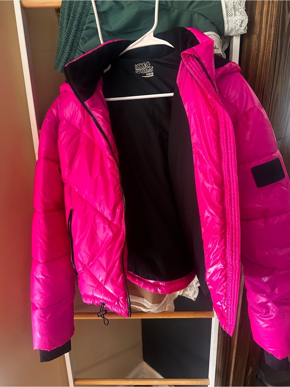 Love & Sports Women's Hot Pink Puffer Jacket